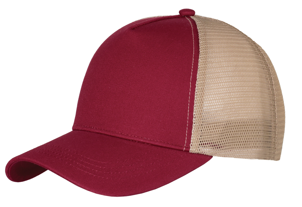 Καπέλο trucker 5 φυλλο 100%cotton twill 0900 fageo - burgundy/beige - ONE SIZE