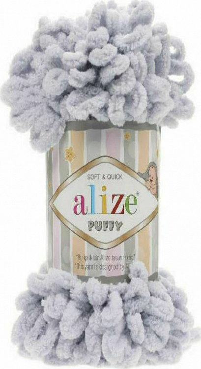 Alize Νήμα Πλεξίματος Συνθετικό Puffy 9m 100gr - γκρι ανοιχτο - ONE SIZE
