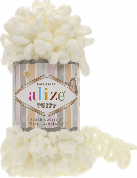 Alize Νήμα Πλεξίματος Συνθετικό Puffy 9m 100gr - Κρεμ - ONE SIZE
