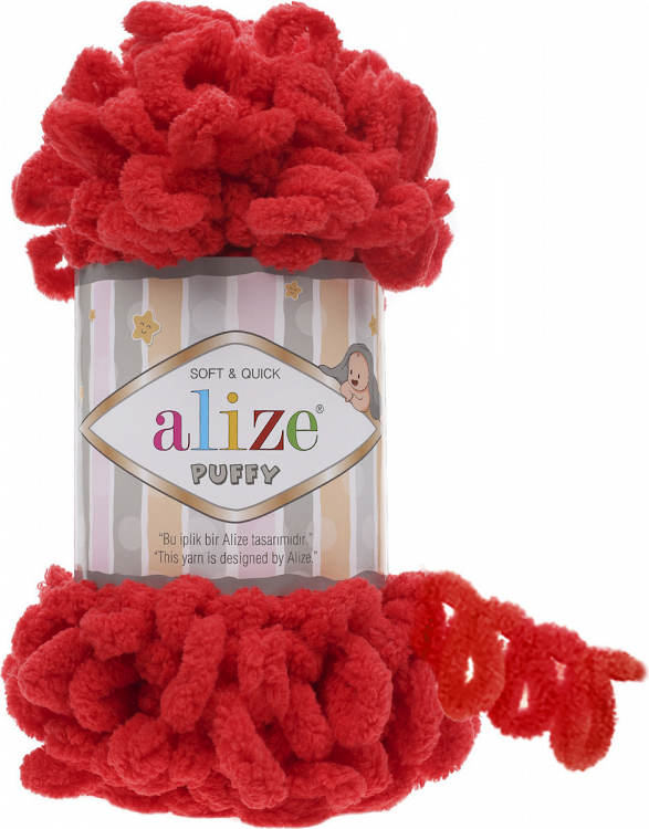 Alize Νήμα Πλεξίματος Συνθετικό Puffy 9m 100gr - ΚΟΚΚΙΝΟ - ONE SIZE
