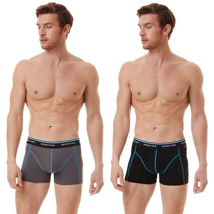 Minerva Ανδρικά Boxer Μαύρο / Γκρι Μονόχρωμα 2Pack 29411
