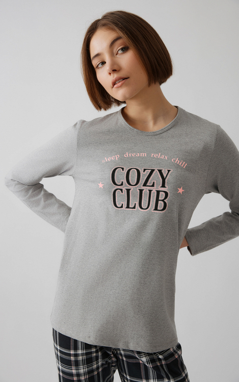 Cosy Club Γυναικεία Πυτζάμα 52601 minerva - ΓΚΡΙ ΑΝΟΙΧΤΟ