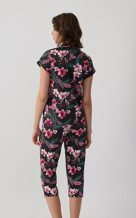 Exotic Floral Κουμπωτή Αμάνικη Κάπρι Πυτζάμα 53255 minerva