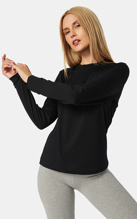 Fine Merino Wool Γυναικεία Μάλλινη Μπλούζα 80335 Minerva - ΜΑΥΡΟ - L