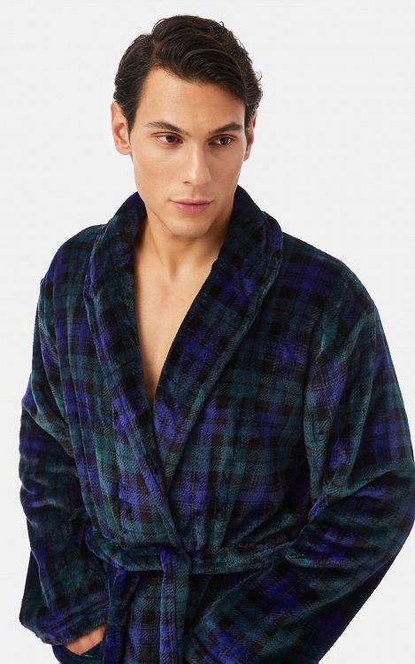 Καρό Fleece Ανδρική Ρόμπα 71141