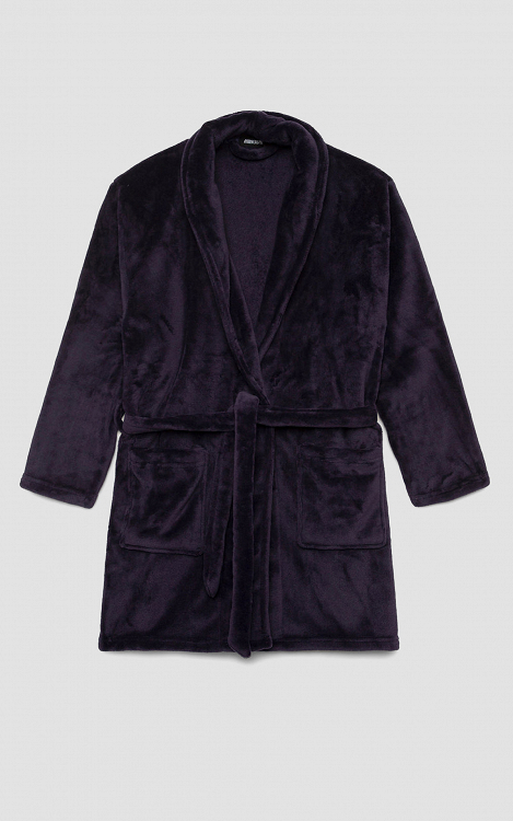 Fleece Uni Ανδρική Μονόχρωμη Ρόμπα 71308 minerva - ΜΠΛΕ ΜΑΡΙΝ