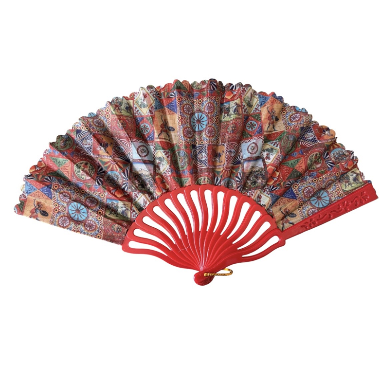 Βεντάλια πλαστική με μωτίβα 23cm 11200 τυχαια επιλογη - ΚΟΚΚΙΝΟ - ONE SIZE