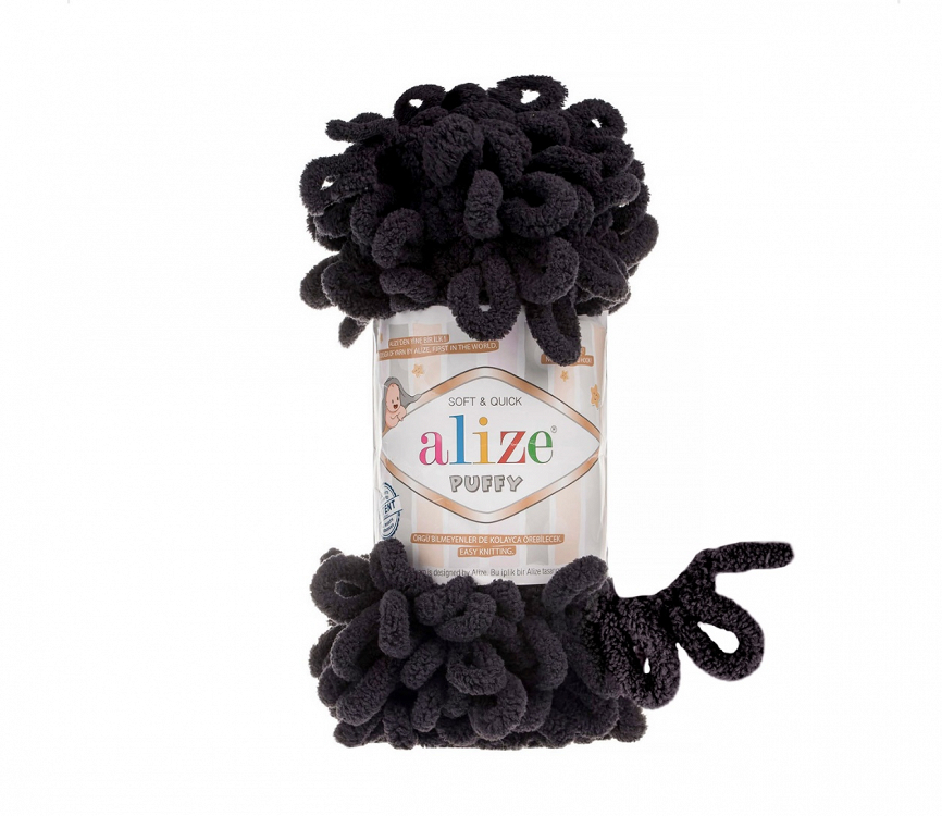 Alize Νήμα Πλεξίματος Συνθετικό Puffy 9m 100gr - ΜΑΥΡΟ - ONE SIZE