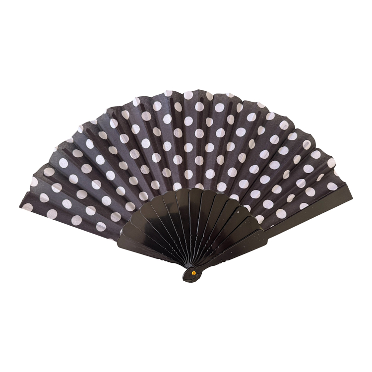 Βεντάλια πλαστική πουά 23cm 11219 - μαυρο-ασπρο - ONE SIZE