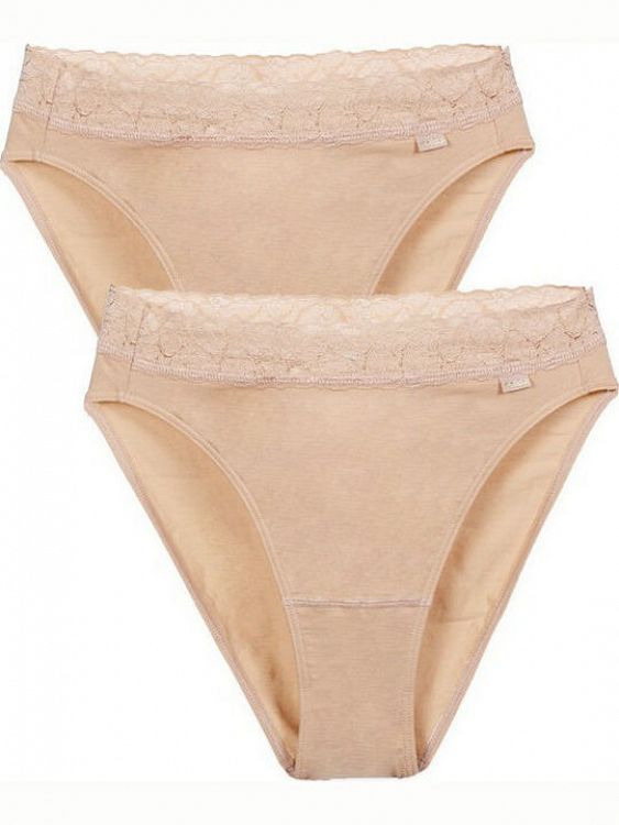 Minerva Βαμβακερά Ψηλόμεσα Γυναικεία Brazil 2Pack με Δαντέλα 89892 - ΜΠΕΖ