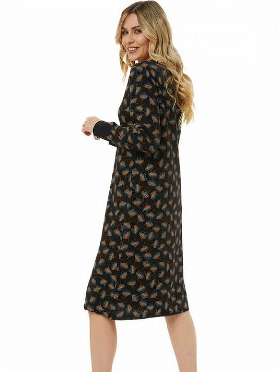 Floral / Dots Γυναικεία Νυχτικιά με πατιλέτα minerva 52061 - μαυρο-καμελ