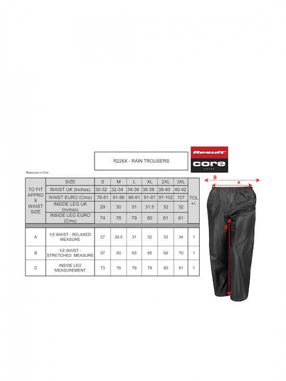 Result Rain Trousers Ανδρικό Αδιάβροχο Παντελόνι Μηχανής R226x