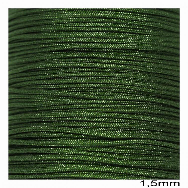 Κορδόνι Jade 1.5mm γυαλιστερο 10μετρα - Πρασινο σκουρο - 10μετρα
