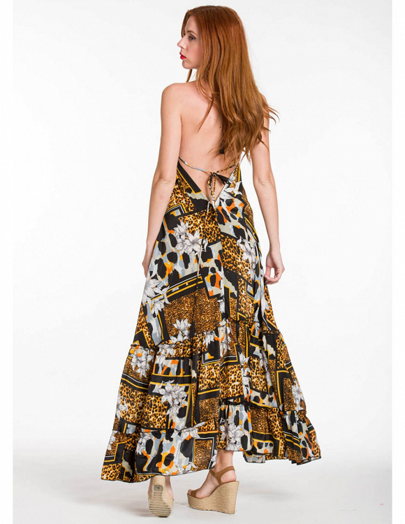 ΦΟΡΕΜΑ ART SILK ΑΣΥΜΜΕΤΡΟ ΜΕ ΔΕΣΙΜΑΤΑ 3377 - ΚΑΦΕ - ONE SIZE