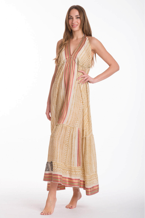 ΦΟΡΕΜΑ ΒΑΜΒΑΚΕΡΟ BOHO ΣΤΥΛ ΜΕ ΔΕΣΙΜΑΤΑ 3120 rima - ΜΠΕΖ - ONE SIZE