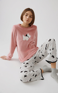 Terrier Fleece Top Women's Pyjama Set 62507 minerva