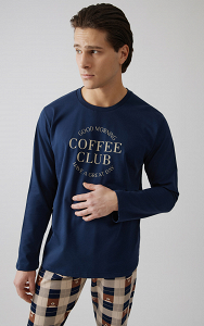 Printed Sweat Coffee Men's Pyjama Set 71266