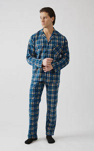 Plaid Buttoned Unisex Pyjama Set - RED 71268 minerva