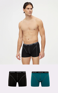 Minerva Ανδρικά Boxer Μαύρο / Γκρι Μονόχρωμα 2Pack 29411