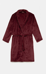 Μονόχρωμη Fleece Μακριά Γυναικεία Ρόμπα 53081 minerva