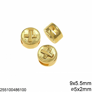 Casting Round Bead with Cross 9x5.5mm and Hole 5x2mm 255100486