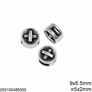 Casting Round Bead with Cross 9x5.5mm and Hole 5x2mm 255100486