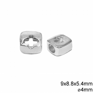 Casting Square Bead with Cross 8.8x5.4mm with 4mm hole 255102005
