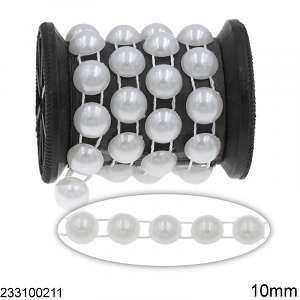 Plastic Pearl Stone By Meter 10mm, White 233100211