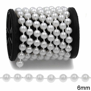 Plastic Pearl by Meter 6mm White 233100206