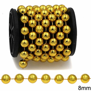 Plastic Pearl by Meter 8mm, Gold color 233100218