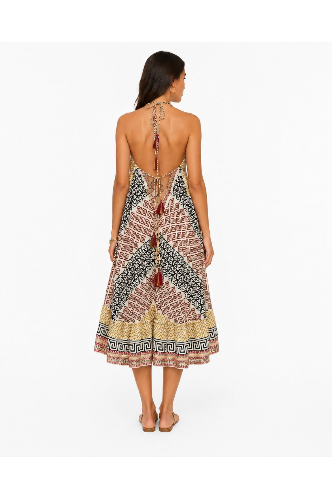 γυναικειο ΦΟΡΕΜΑ ΒΑΜΒΑΚΕΡΟ BOHO ΣΤΥΛ ΜΕ ΔΕΣΙΜΑΤΑ 3121