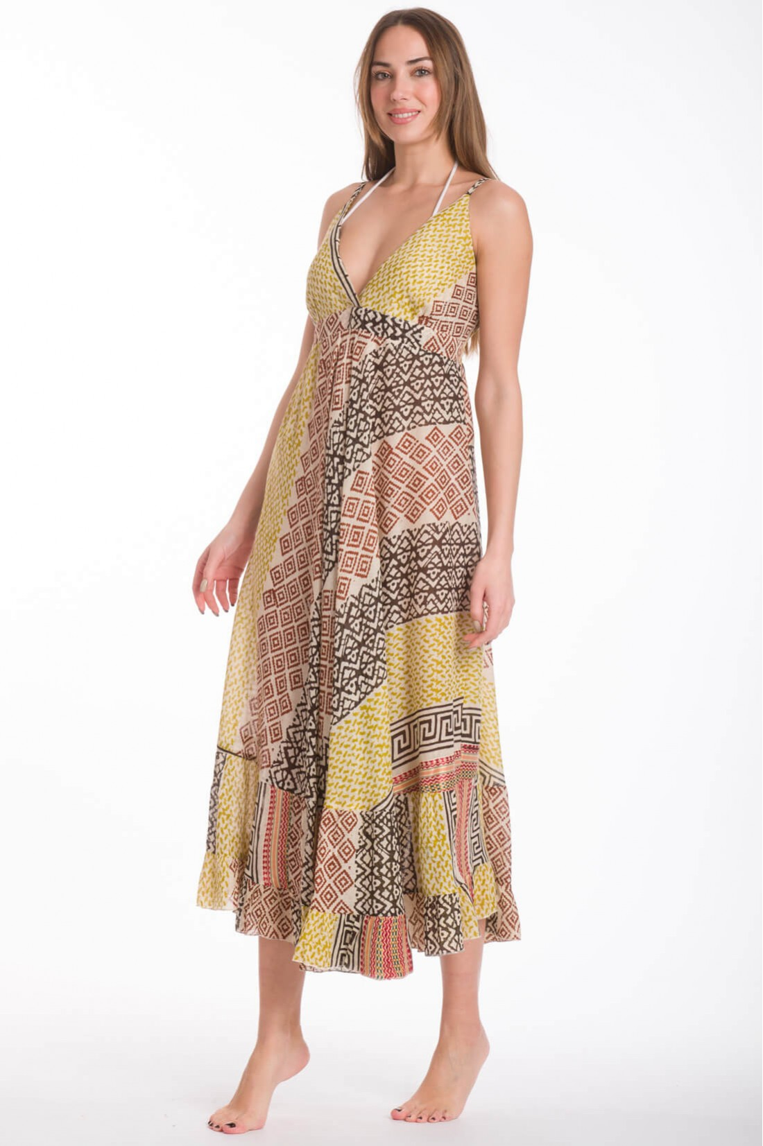 ΦΟΡΕΜΑ ΒΑΜΒΑΚΕΡΟ BOHO ΣΤΥΛ ΜΕ ΣΦΥΓΓΟΦΩΛΙΑ ΣΤΗΝ ΠΛΑΤΗ 3507 rima