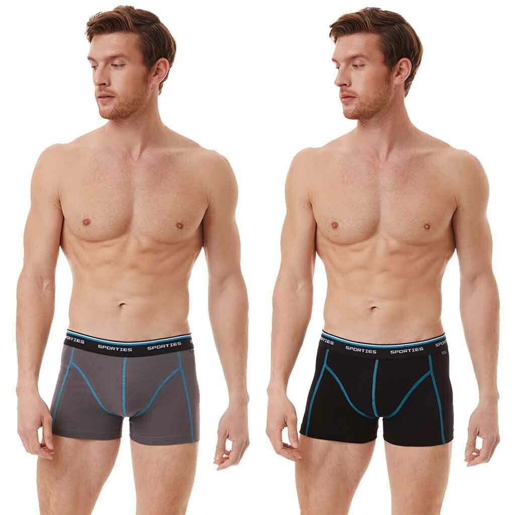 Minerva Ανδρικά Boxer Μαύρο / Γκρι Μονόχρωμα 2Pack 29411