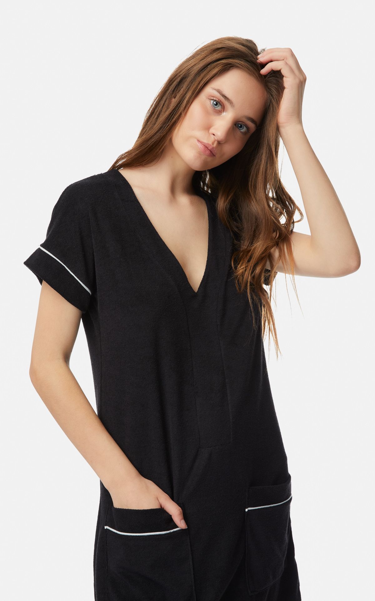 Frotte Beachwear Γυναικείο Κοντομάνικο Φόρεμα με V λαιμόκοψη & τσέπες 52394 minerva