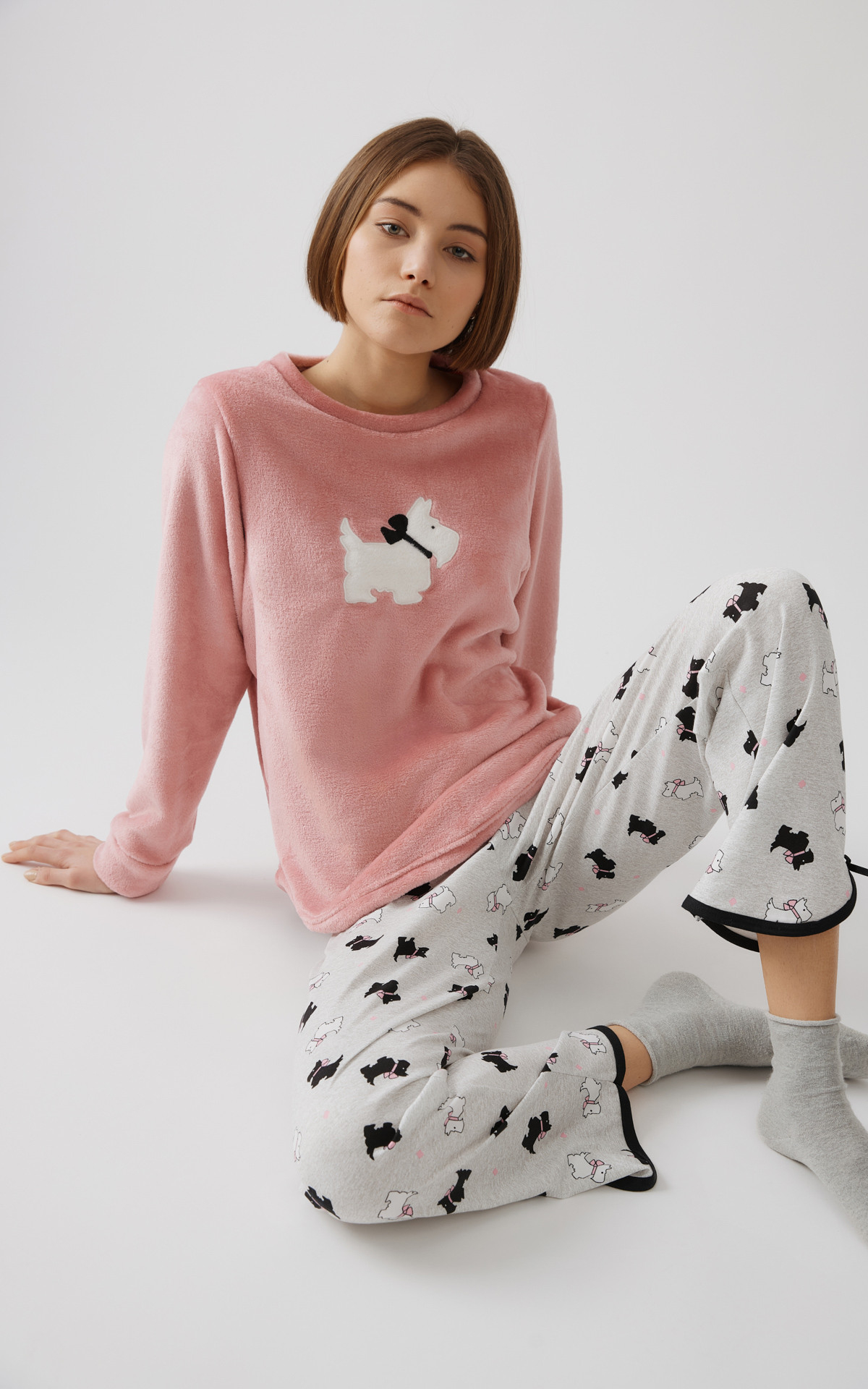 Terrier Fleece Top Women's Pyjama Set 62507 minerva