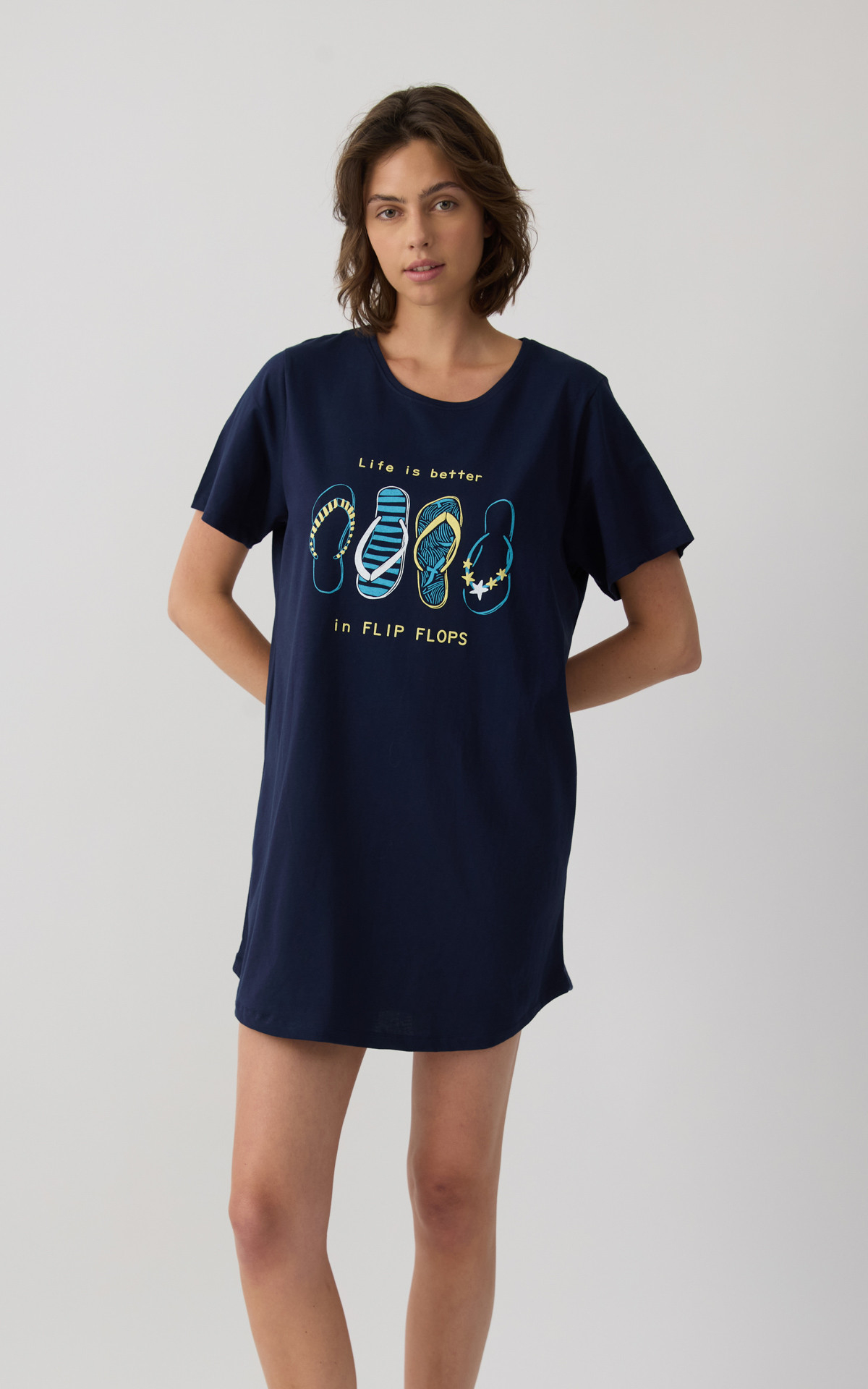 Μονόχρωμο Γυναικείο Boyfriend T-shirt Dress με Τύπωμα 53246 minerva