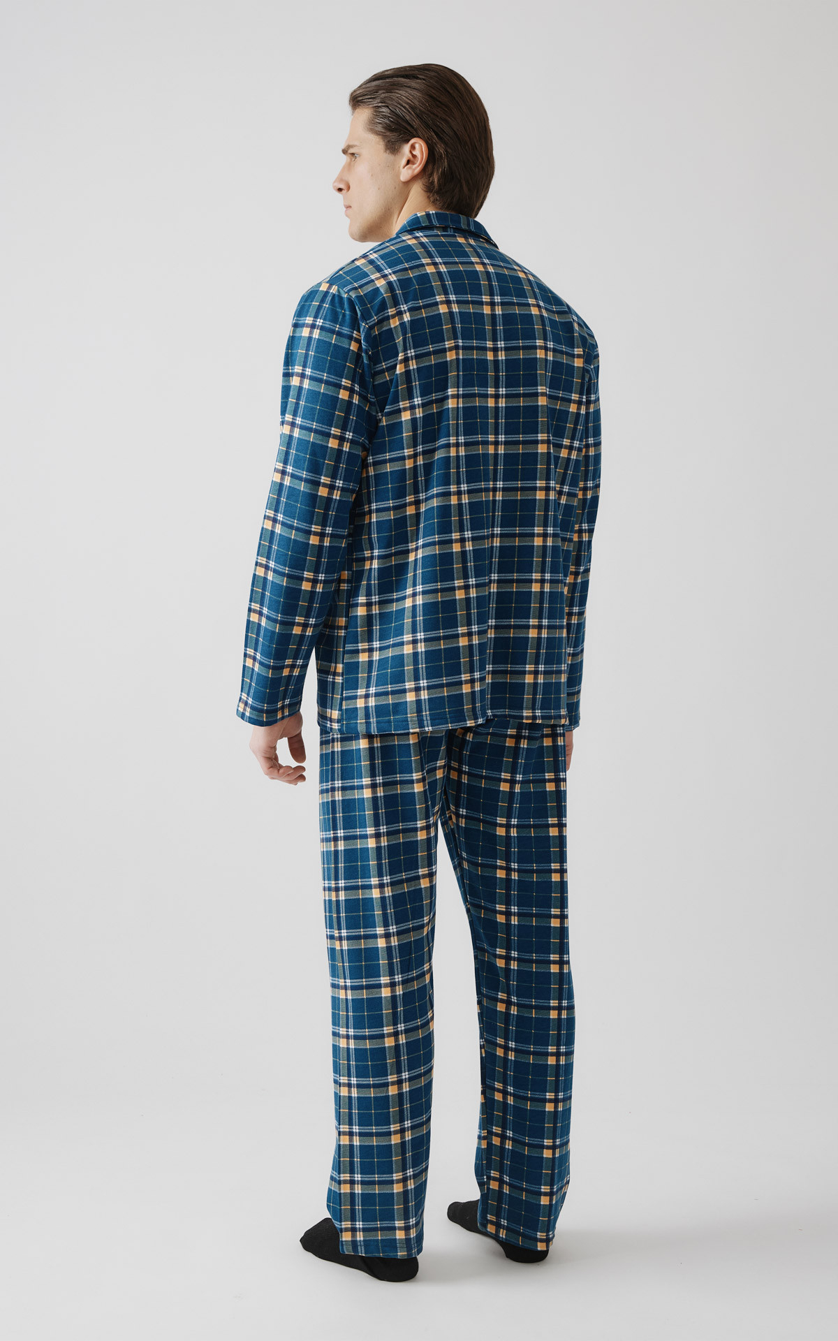 Plaid Buttoned Unisex Pyjama Set - RED 71268 minerva