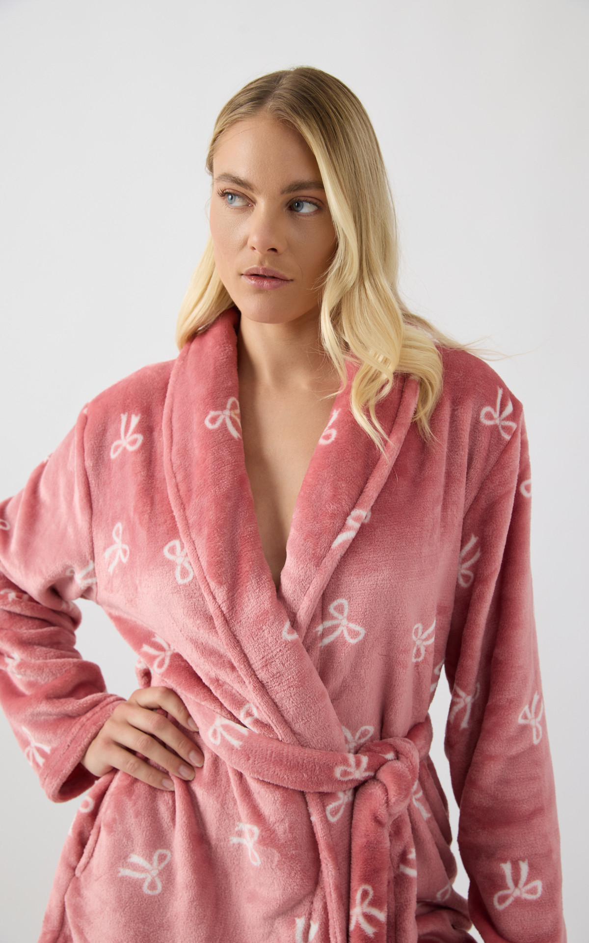 Bows Fleece Women's Robe 52706 minerva