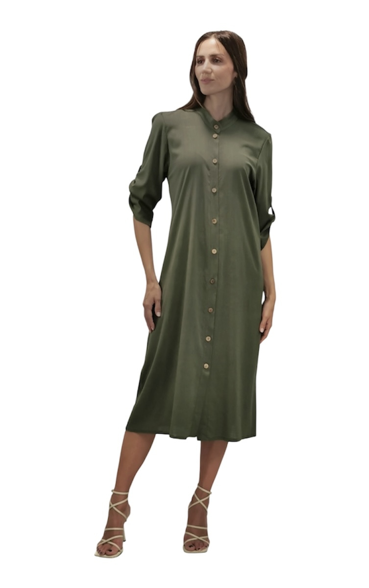 γυναικειο ημικοντο φορεμα με κουμπια 26140 billys fashion