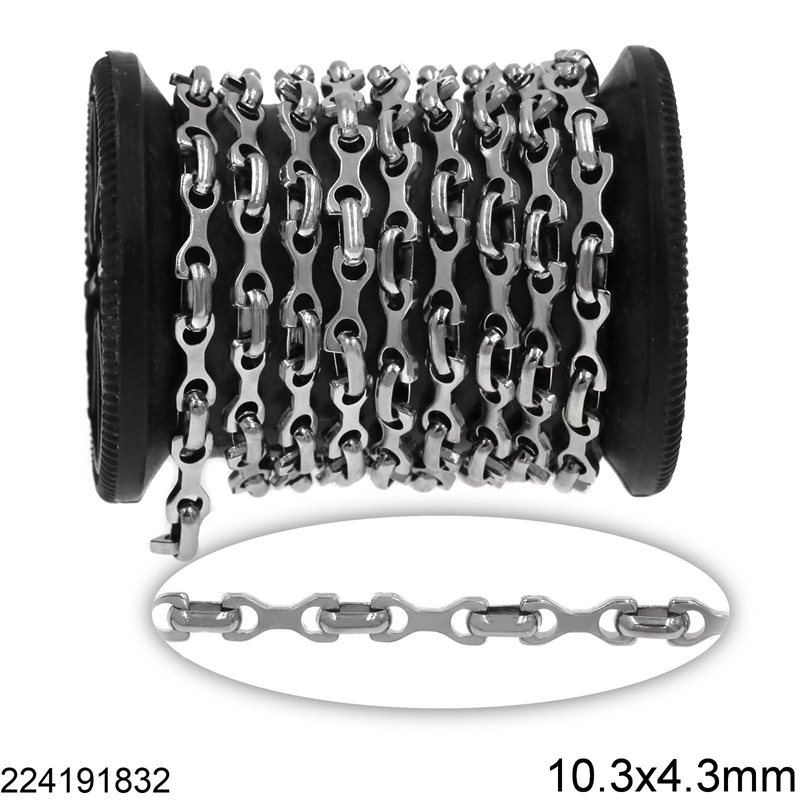 Αλυσίδα Ατσάλινη Κόκκαλο 10.3x4.3mm με Ένωση Κρίκο Οβάλ