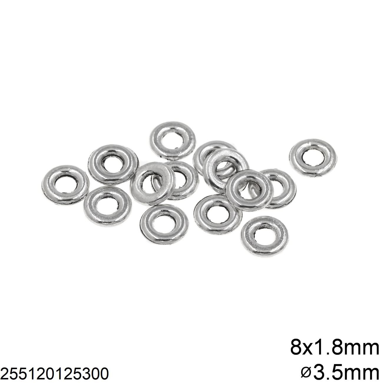 Χάνδρα Χυτή Ροδέλα 8x1.8mm με Τρύπα 3.5mm 255120125