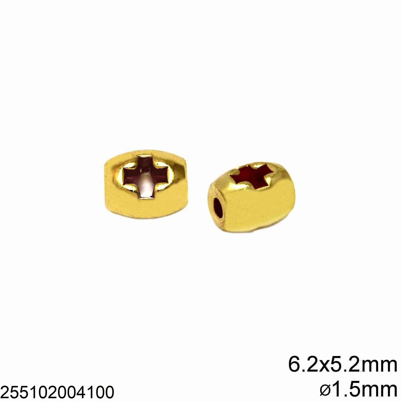 Χάνδρα Χυτή Βαρελάκι με Σταυρό 6.2x5.2mm 255102004