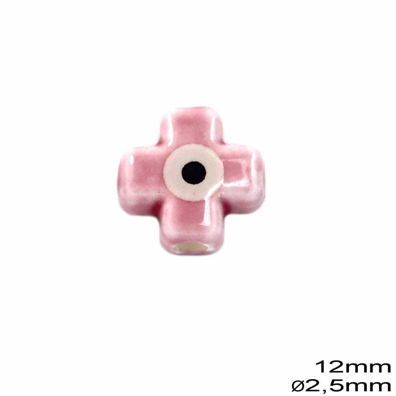 Χάνδρα Κεραμική Σταυρός με Μάτι 12mm Φ2,5mm