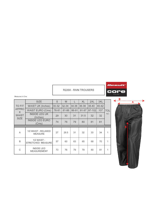 Result Rain Trousers Ανδρικό Αδιάβροχο Παντελόνι Μηχανής R226x