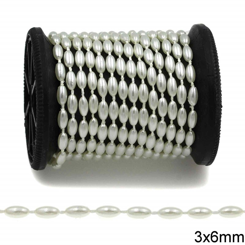 Πέρλα Πλαστική Μέτρου 3x6mm 233100210
