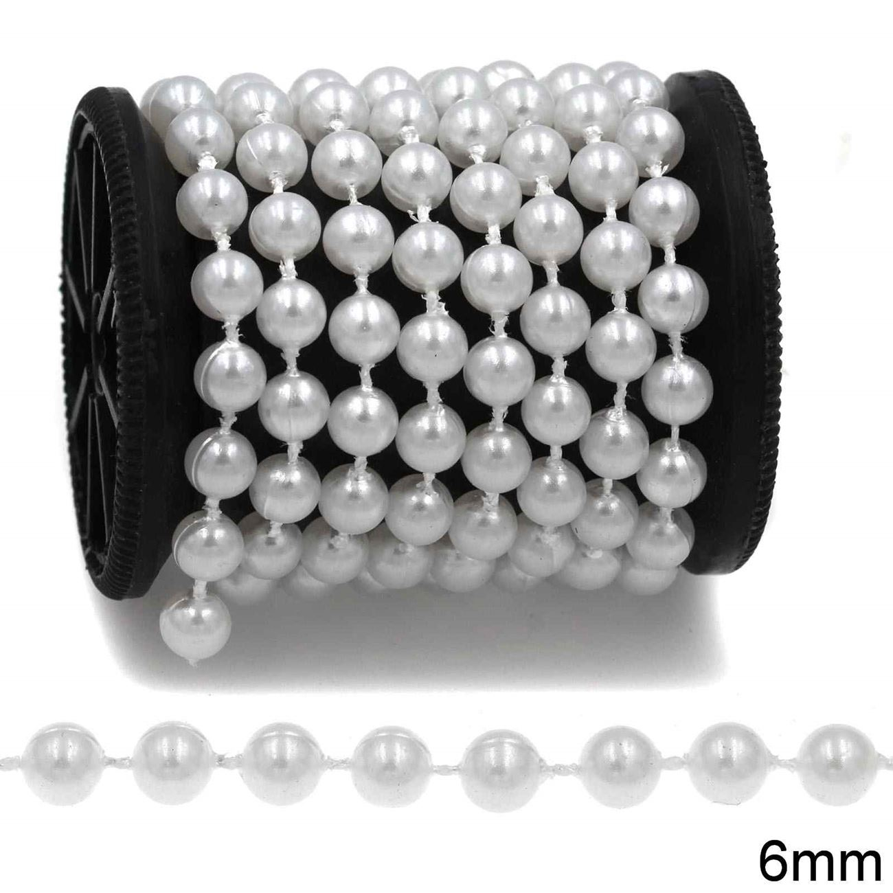 Plastic Pearl by Meter 6mm White 233100206