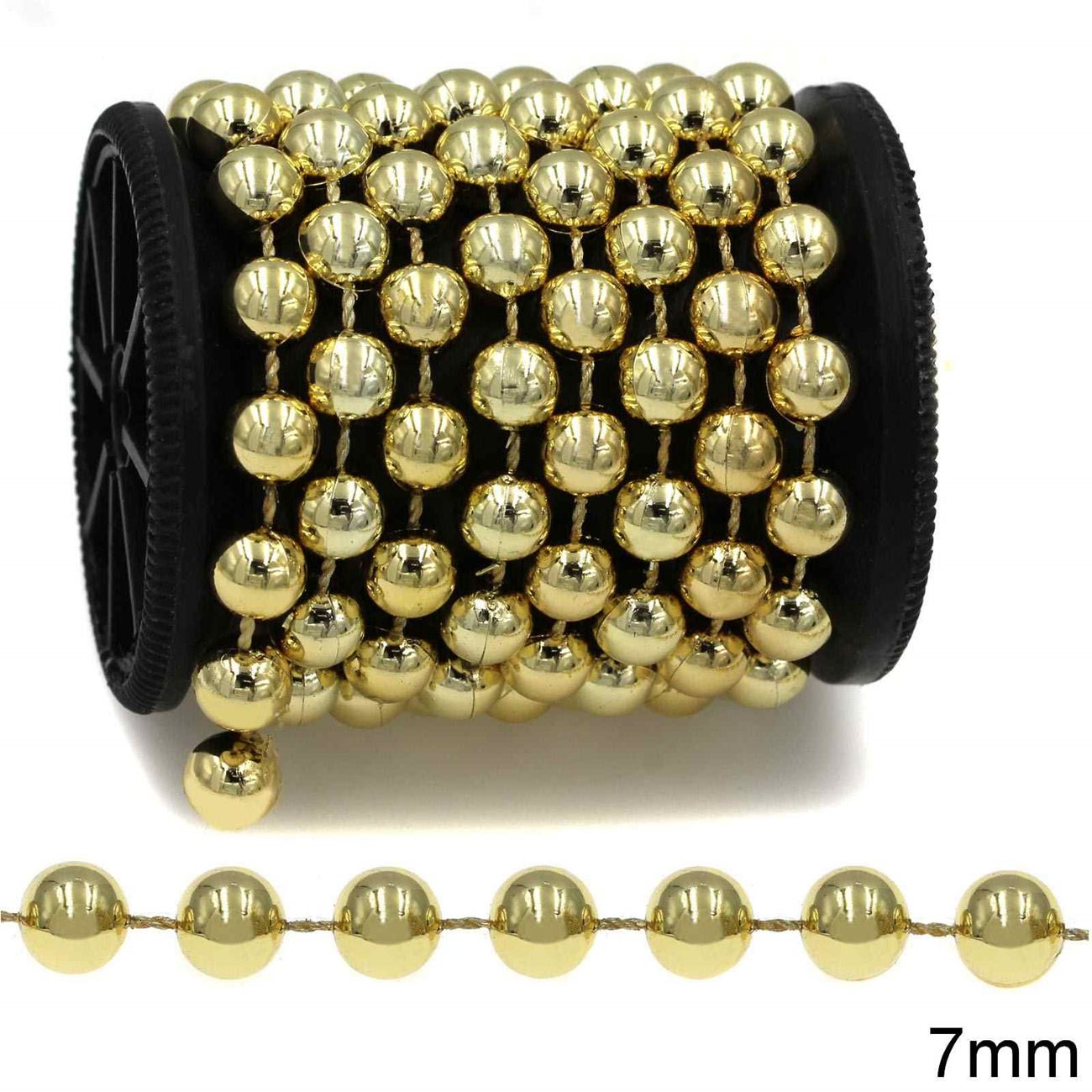 Plastic Pearl by Meter 7mm, Gold color 233100217